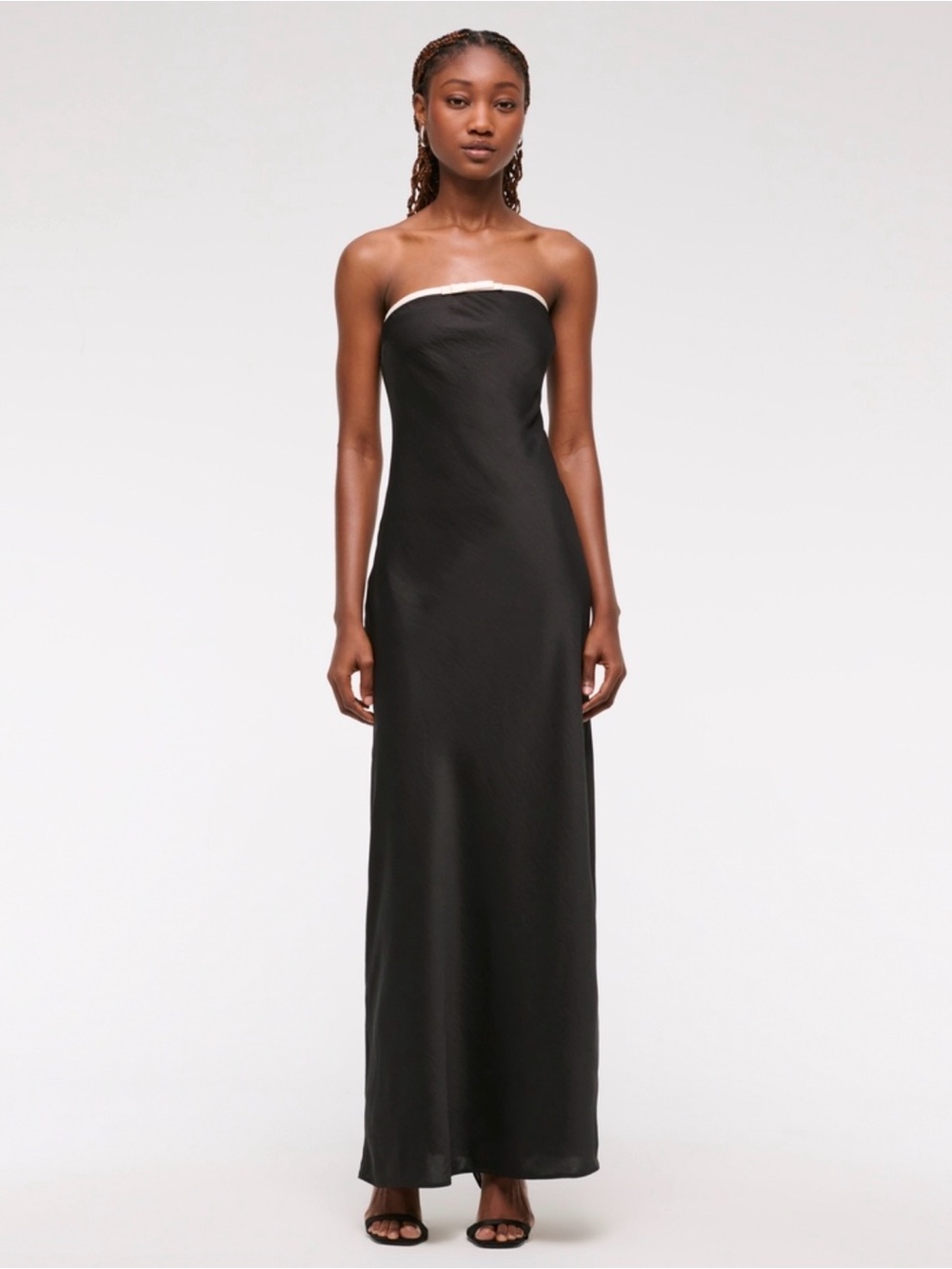 Abercrombie & Fitch Strapless Black Gown with White Trim